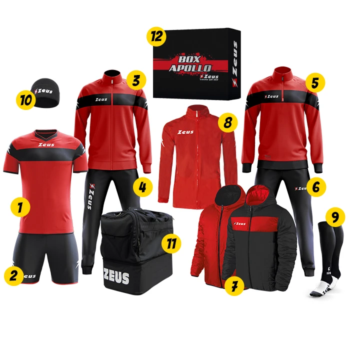 Zeus Apollo Set Da Calcio Box Teamwear Da 12 Pezzi Nero Rosso 2 Zeus Apollo Set Da Calcio Box Teamwear Da 12 Pezzi Nero Rosso - immagine 2