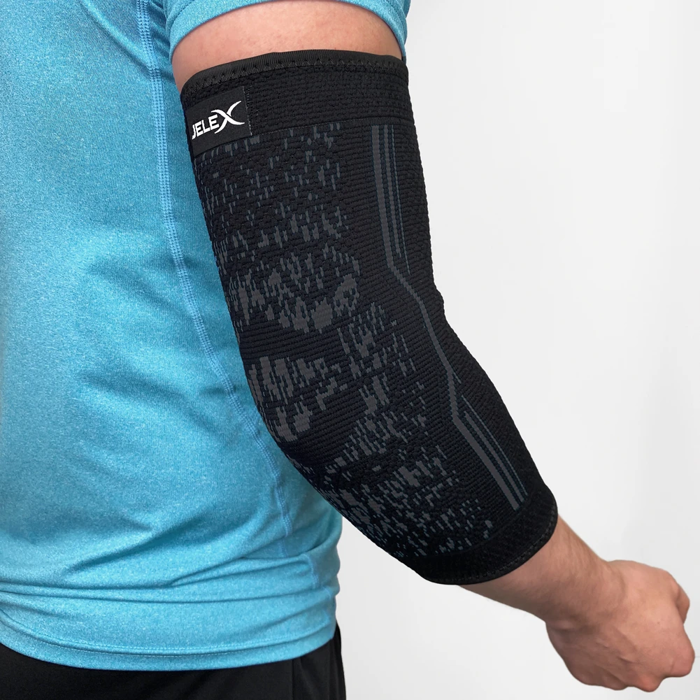 JELEX Elbow Fascia A Compressione Per Gomito Nero Grigio 2 JELEX Elbow Fascia A Compressione Per Gomito Nero Grigio - immagine 2