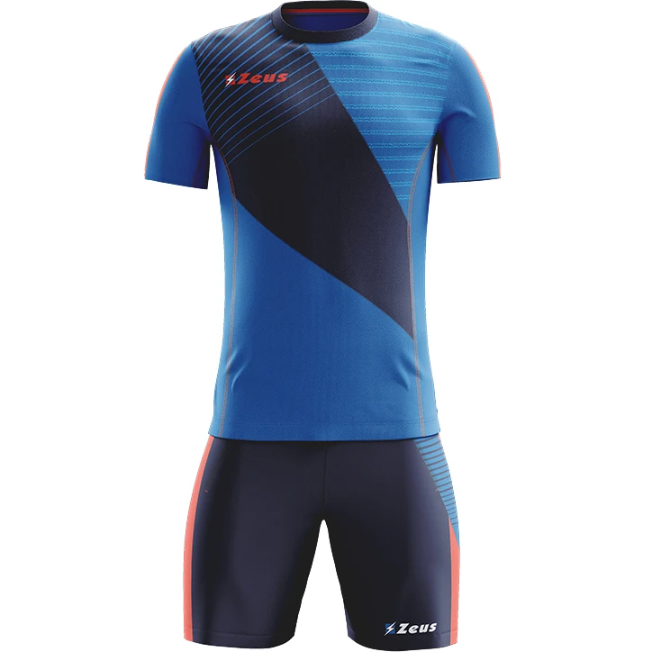 Zeus Kit Alex Uomo Set Da Calcio Con Shorts Royal Blue Rosso Solare 1 Zeus Kit Alex Uomo Set Da Calcio Con Shorts Royal Blue Rosso Solare