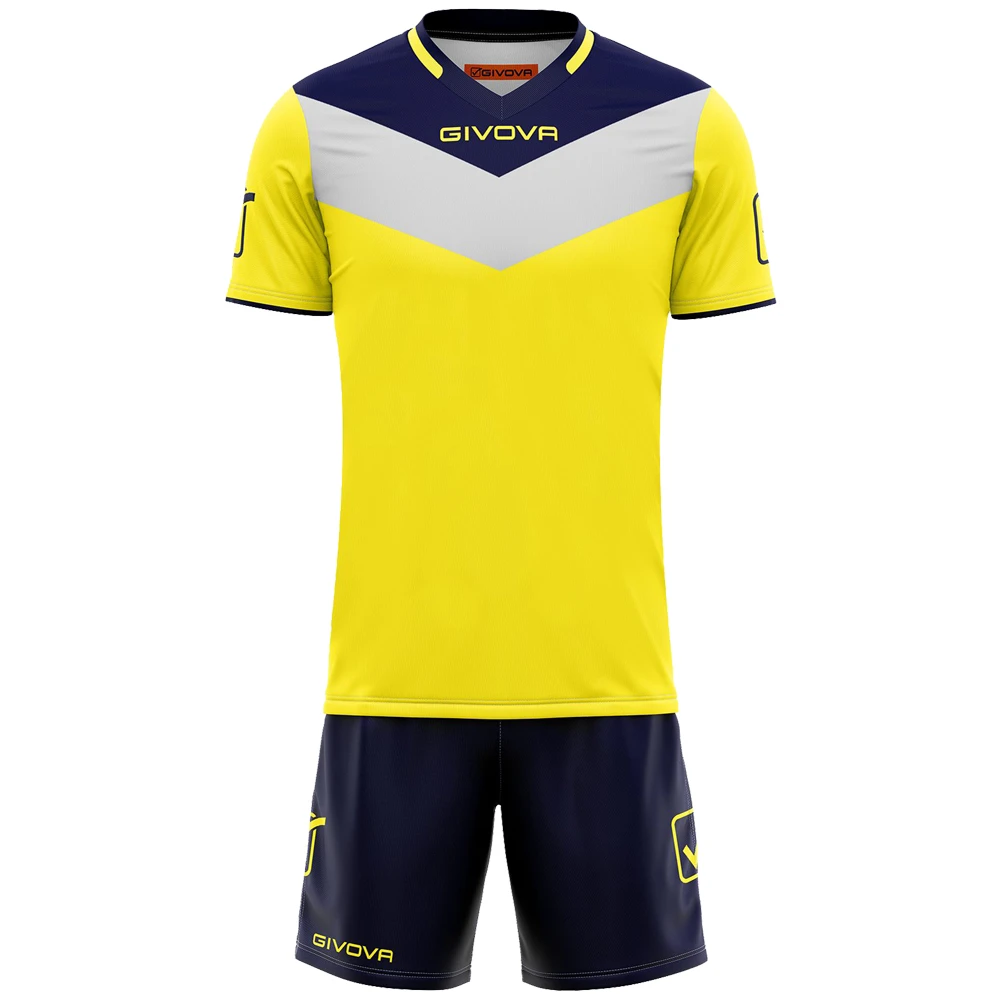Givova Kit Campo Set Maglia + Shorts Giallo / Blu 2 Givova Kit Campo Set Maglia + Shorts Giallo / Blu - immagine 2