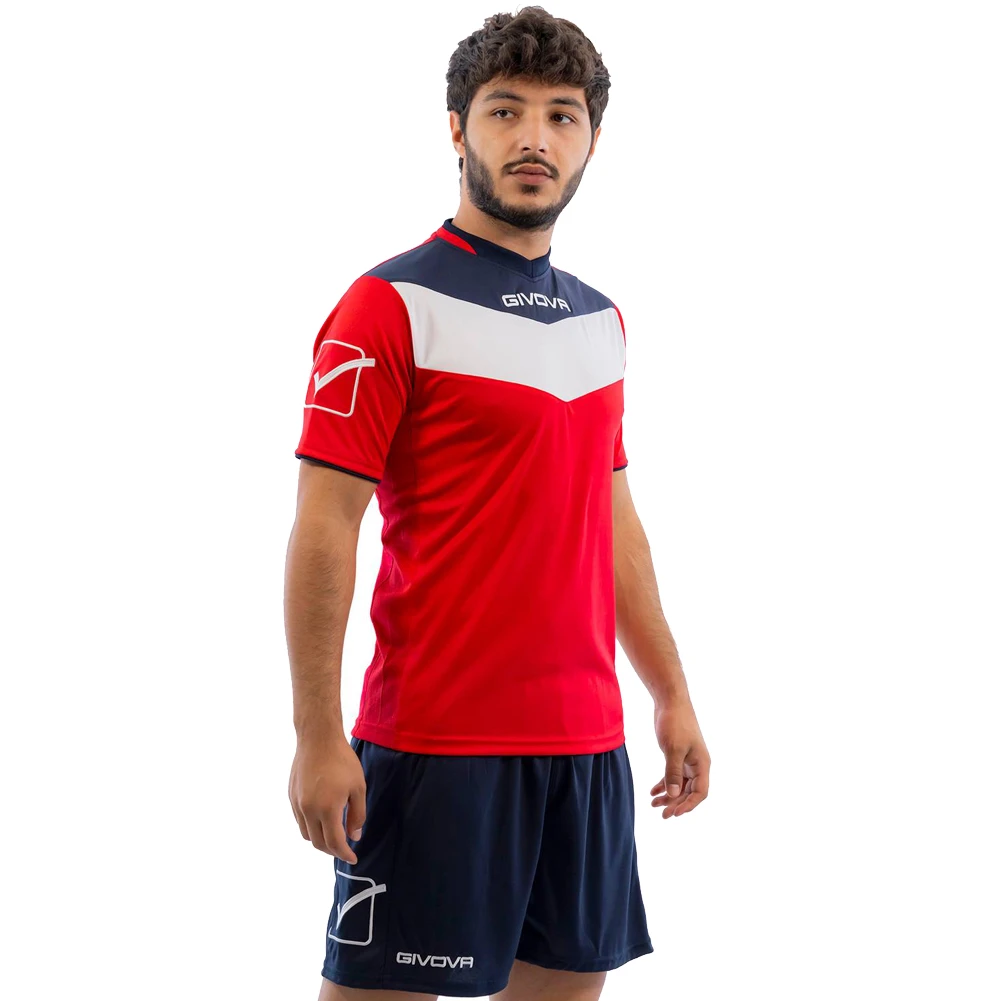 Givova Kit Campo Set Maglia + Shorts Rosso / Blu 2 Givova Kit Campo Set Maglia + Shorts Rosso / Blu - immagine 2