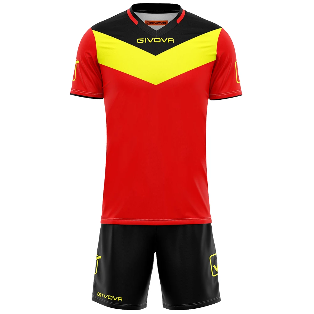 Givova Kit Campo Set Maglia + Shorts Rosso/giallo 2 Givova Kit Campo Set Maglia + Shorts Rosso/giallo - immagine 2