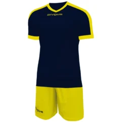 Givova Kit Revolution Maglietta Da Calcio Con Shorts Giallo Navy