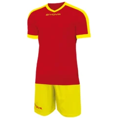 Givova Kit Revolution Maglietta Da Calcio Con Shorts Rosso Giallo