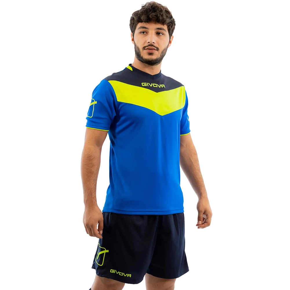 Givova Kit Campo Set Maglia + Shorts Blu Medio / Giallo Neon 1 Givova Kit Campo Set Maglia + Shorts Blu Medio / Giallo Neon